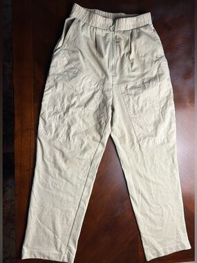 Zara Women's Khaki Elastic-Waist Utility Chinos size s